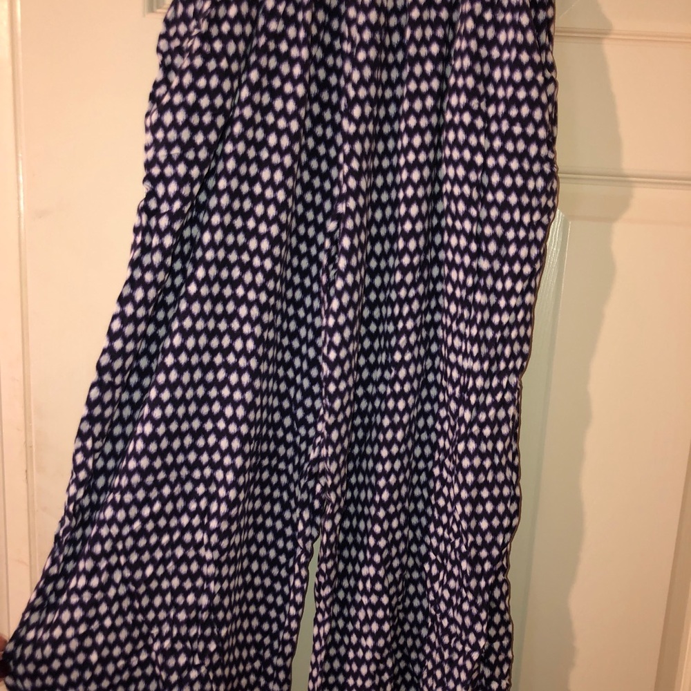 Blue and white flowy pants